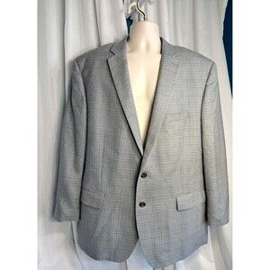 Ralph Lauren Blue Houndstooth Blazer Jacket Men’s 50R  52% Silk 48% Wool